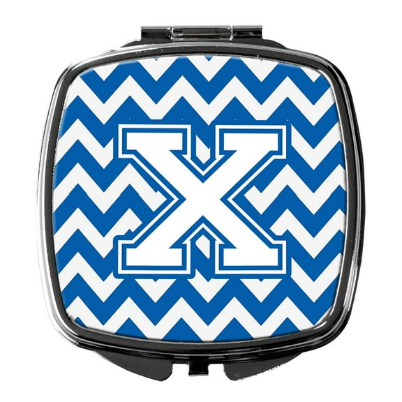 Letter X Chevron Blue and White Compact Mirror CJ1045-XSCM