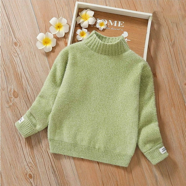 Qertyioot Automne et Hiver Moyenne et Grande Garçons Filles Col Rond Pull Sweater