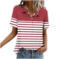 thumbnail image 5 of Button Down Shirt for Women Classic Sailor Stripe Pattern Collared Neck Short Sleeve Professional Business Casual Slim Fit Office Workwear Blouse, 5 of 6