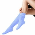 thumbnail image 5 of HUPOM 1 Pair Socks for Women Summer Clearance Fashion Knee-High Soft Casual Socks Light Blue Size M, 5 of 9