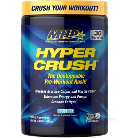 MHP Hyper Crush Pre-Workout Powder – Energy, Pumps & Fatigue Support – 3 g Creatine, Citrulline, 350 mg Caffeine – Blue Ice, 30 Servings