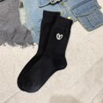 thumbnail image 4 of vnanda Women Socks 1 Pair Women Simple Embroidery Heart Pattern Sport Socks Solid Color Ribbed Mid-tube Sport Socks Sweat-absorbing Simple Socks Comfortable, 4 of 8