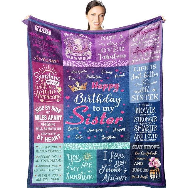 LHSHID Sister Birthday Gift IdeasBirthday Gifts for Sister BlanketFunny Sister Birthday Gifts from SisterHappy Birthday Gift for Women SistersSister Presents for Birthday Unique 50"x60"