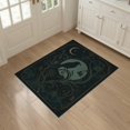 thumbnail image 3 of ODIKA 3'x5' Washable Area Rug Non-Slip, Flatweave, Easy Care Dark Teal Gold Celestial Raven Design Intricate Floral and Moon Motif Art for Hallway, Laundry Room, 3 of 7
