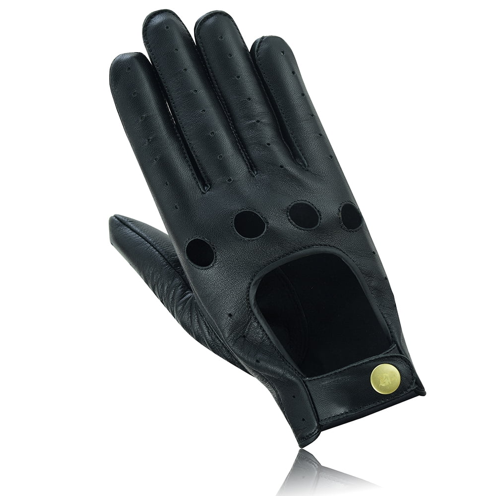 Men Leather Gloves Leather Driving Gloves Chauffeur 100% Genuine Lambskin Leather Full Finger Car Driving Motorcycle Bikers Riding Gloves Black-XXL