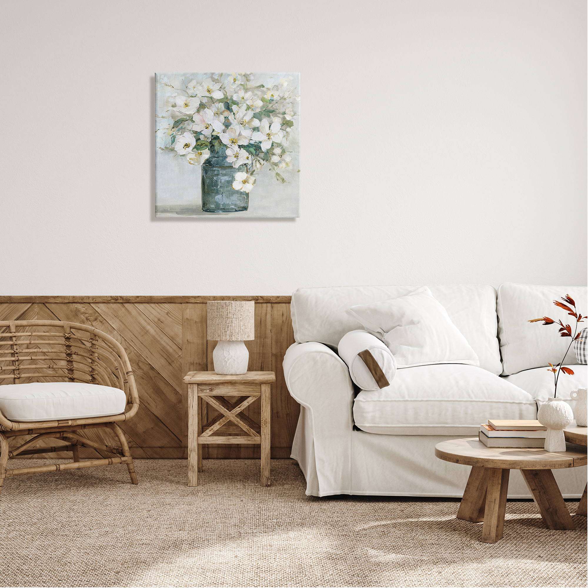 Stupell Industries White Geranium Bouquet Blossoming Flower Arrangement Vase Painting Gallery Wrapped Canvas Print Wall Art, Design by Sally Swatland