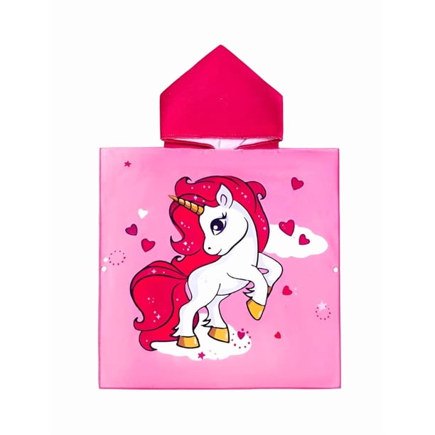 Toalla de Baño para Niños con Capucha, Poncho de Playa 100% Algodón Súper Suave y Absorbente Xtellar Rosa