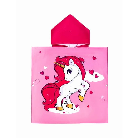 Toalla de Baño para Niños con Capucha, Poncho de Playa 100% Algodón Súper Suave y Absorbente Xtellar Rosa