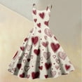 thumbnail image 2 of Women's Vintage Swing Dress A Line Sleeveless Heart Printed Wedding Guest Party Dresses Watermelon Red M, 2 of 5