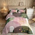 thumbnail image 2 of Meiyoeat Boho Tropical Leaf Queen Comforter Set 3 Pieces for Girls,Geometric Print Comforter Sets Queen,Green Pink,Reversible,1 Comforter and 2 Pillowcases,1 Comforter and 2 Pillowcases, 2 of 6