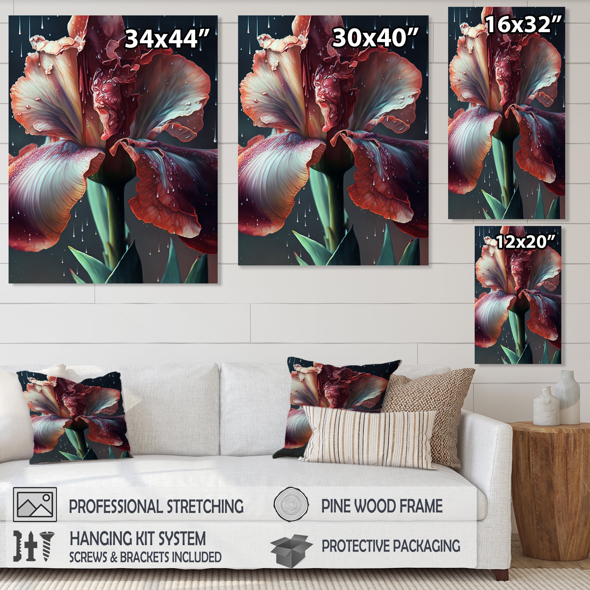 Designart Red Gladiolus Flowers I Canvas Wall Art