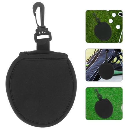 FUTUREORYY Golf Ball Washer Pouch Reusable Washable Nylon Black for Golfers 1Pack 7.1x4.3in