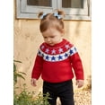 thumbnail image 6 of BemeyourBBs Toddler Baby Girl Boy Patriotic American Flag Sweater 4th of July Outfits Crewneck Long Sleeve Stars Pullover Warm Knit Sweaters Tops Spring Fall Winter Clothes, 6 of 9