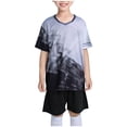 thumbnail image 1 of Zpanxa Boys Summer Outfits Kids Gradient Basketball Suit Set Training Kit Sweat Absorbing Side Pockets Sports Suit 7 Years, 1 of 4