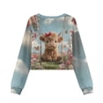 thumbnail image 7 of Xoenoiee Highland Cattle Butterfly Flower Print Girls' Sweatshirt Pullover Crop Tops for Teen Girls Long Sleeve Sweater, 13-14 Years, 7 of 7