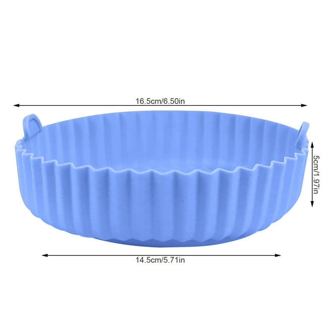 Friteuse à Air Chaud Résistante à la Chaleur Pot en Silicone avec Poignée Doublures Réutilisables Accessoires de Cuisine Plateau Micro-Ondes Légumes Poulet Bœuf Paniers Ménagers Bleu