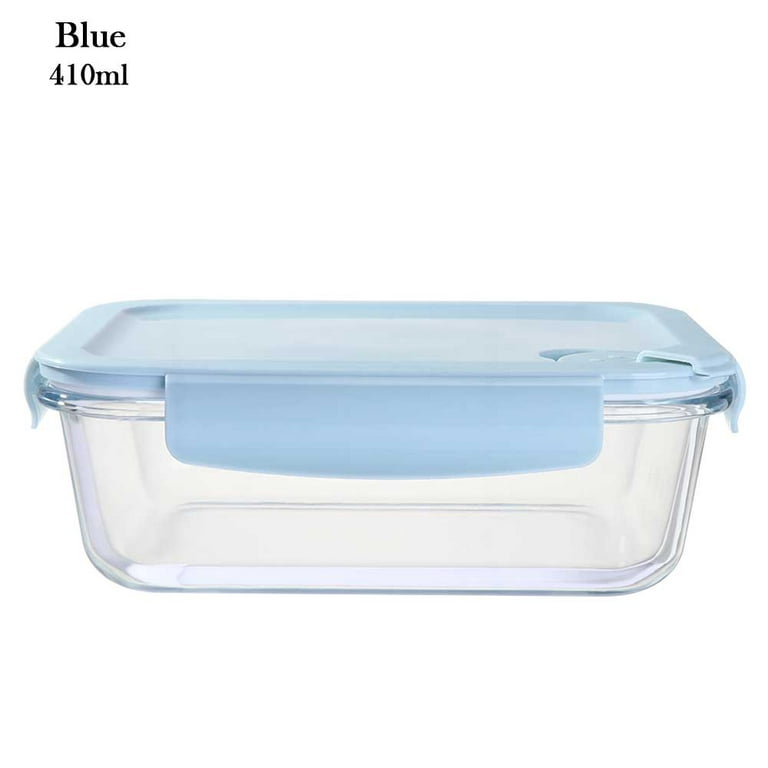 Glass Lunch Box Set of 3 400 Ml Round Microwave Safe office Tiffin Blue
