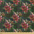 thumbnail image 2 of Ambesonne Flowers Vintage Fabric by the Yard Upholstery, Wild Floral Leaves, 5 Yards, Dark Pink Reseda Green, 2 of 5