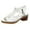 White, variant on Qiaocaity Women's Beach Sandals Solid Hollow Out Mid Heel Casual Open Toe Shoes Beige Size 4.5