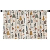 Blackout Kids Curtains,Beige Christmas Forest Animal Pattern Childrens Insulated Curtains Set Of 2,Bedroom Essentials,Toddler Room Decor 42"x54"