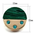 thumbnail image 2 of IP Rose Gold(Ion Plating) Stainless Steel Ring with Synthetic MALACHITE in Emerald for Women Emerald Stone Color Style TK2986 Size 6, 2 of 4