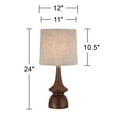 thumbnail image 5 of 360 Lighting Mid Century Modern Table Lamp 24" High Walnut Faux Wood Brown Off White Linen Drum Shade for Bedroom Living Room House Bedside Office, 5 of 8