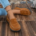 thumbnail image 2 of Dakaela Women's Fuzzy House Slippers Suede Flat Moccasins Plush Slip on Loafers Driving Walking Winter Shoes Brown 6, 2 of 9