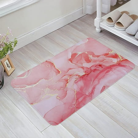 

Abstract Durable Doormat Entrance Front Door Rug Shoes Mat Sponge Carpet Indoor Non Slip Floor rDoor Mats - Marble Texture Red Watercolor 20x32 Inch