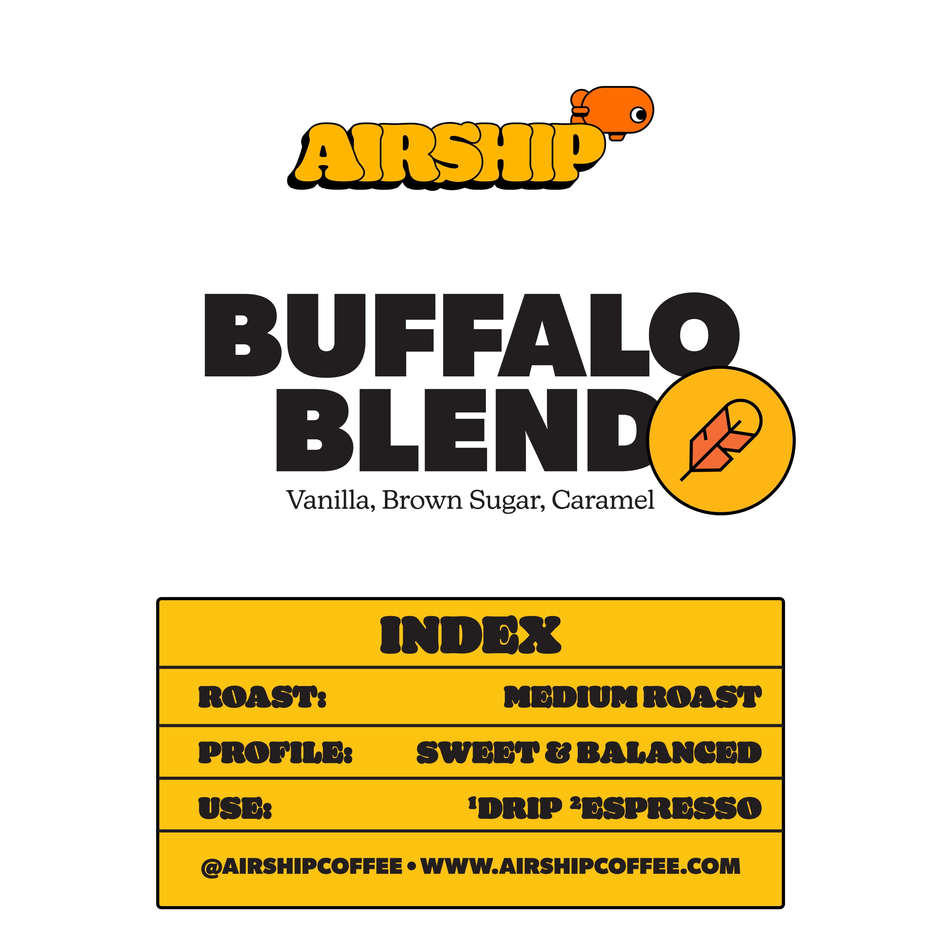 Airship Coffee, Buffalo Blend,   Specialty Coffee, Medium Roast, Whole Coffee Beans, 8.8 oz, Bentonville