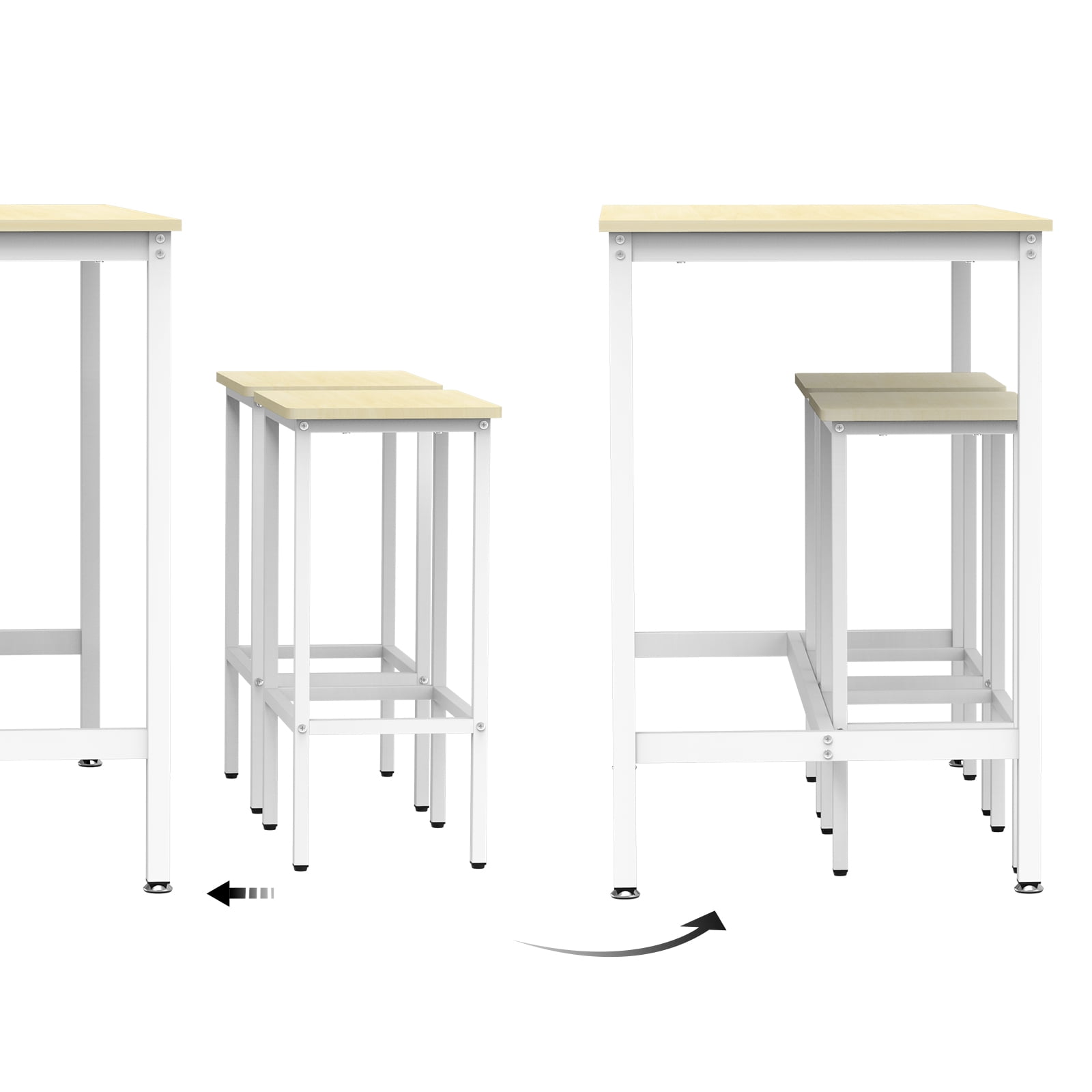 Oumilen 3 Piece Wood Bar Table and 2 Chairs Set Indoor Counter Height Dining Set, White