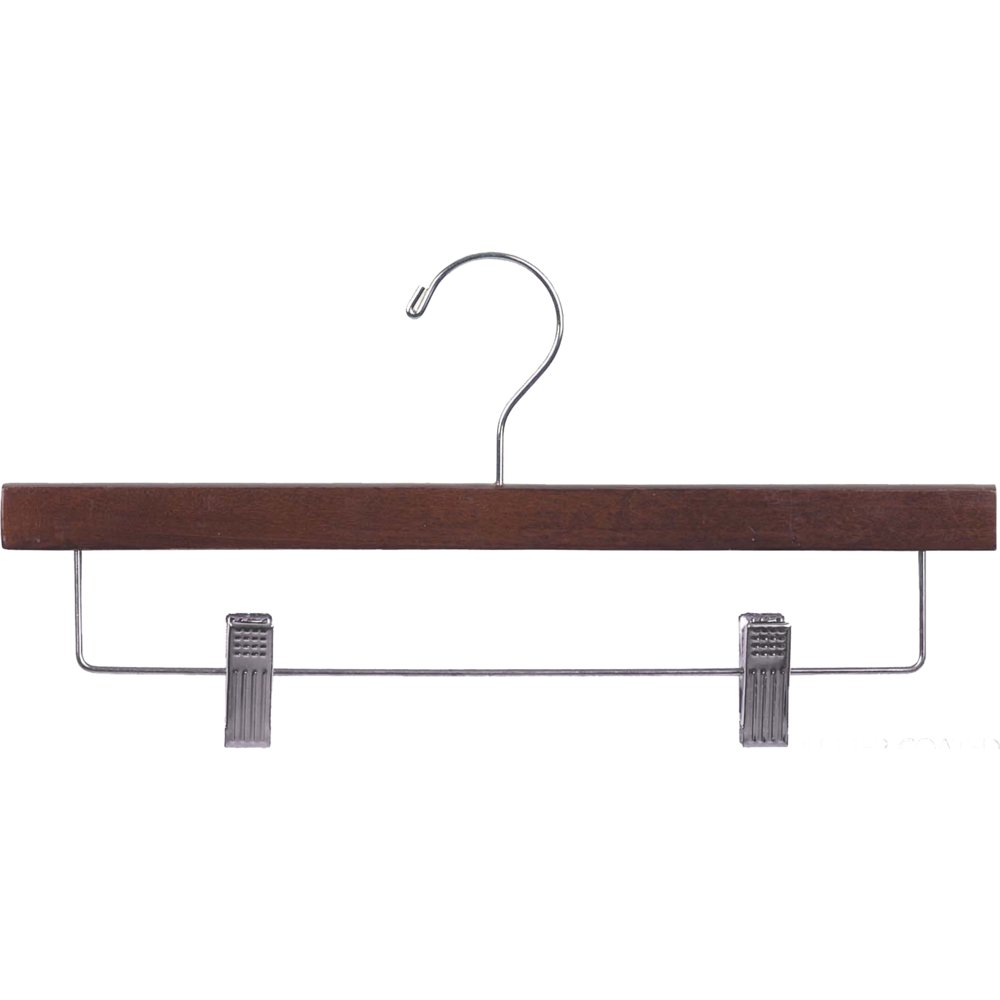 Rubberized Wooden Pant Hanger with Walnut Finish and Adjustable Cushion