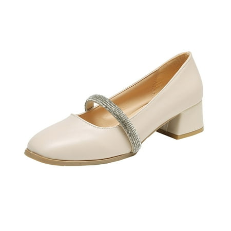 

nsendm Open Toe Wedge Booties for Women Fashion Summer Women Pumps Solid Color Round Toe Rhinestone Heel Dress Shoes Shoes Beige 7.5