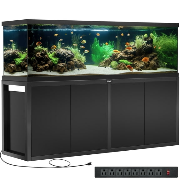 GDLF 125-150 Gallon Fish Tank Stand, Heavy Duty Metal Aquarium Stand with Power Outlet (Stand Only)