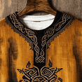 thumbnail image 2 of Men's Long Sleeve Gradient Celtic Knot Printed Crew Neck Sweatshirt Retro Celtic Cultural Fashion Long Sleeve Top for Men with Artistic Cultural Patterns(Yellow,M), 2 of 5