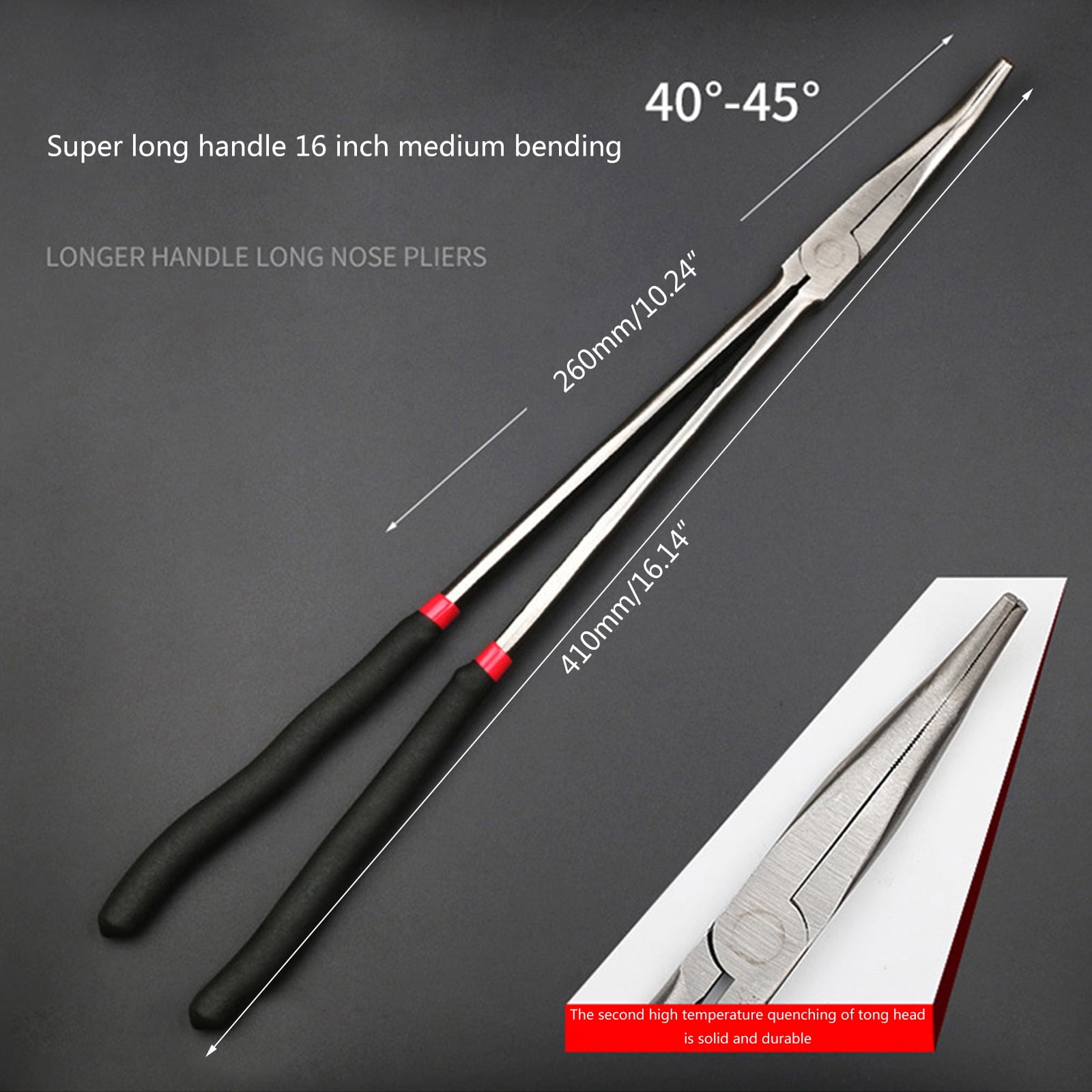 16'' Super Long Handle Pliers Anti-slip Needle Nose Pliers Straight Head / 25 / 45 Degree Bend