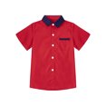 thumbnail image 3 of Doomiva Chemise à Manches Courtes pour Garçons Chemises Habillées Formelles Coupe Régulière Uniforme Scolaire Rouge 130, 3 of 7