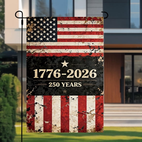 America 250 Flag 12x18 Black, 250th Anniversary USA Garden Flag Outdoor Patriotic Yard Decor 4th of July Veterans Day
