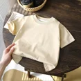 thumbnail image 4 of Camiseta de manga corta de algodón puro para niños, niñas, bebés, ropa de verano, nuevo estilo, camisetas para niños pequeños, 4 of 5