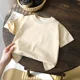 thumbnail image 4 of Camiseta de manga corta de algodón puro para niños, niñas, bebés, ropa de verano, nuevo estilo, camisetas para niños pequeños, 4 of 5