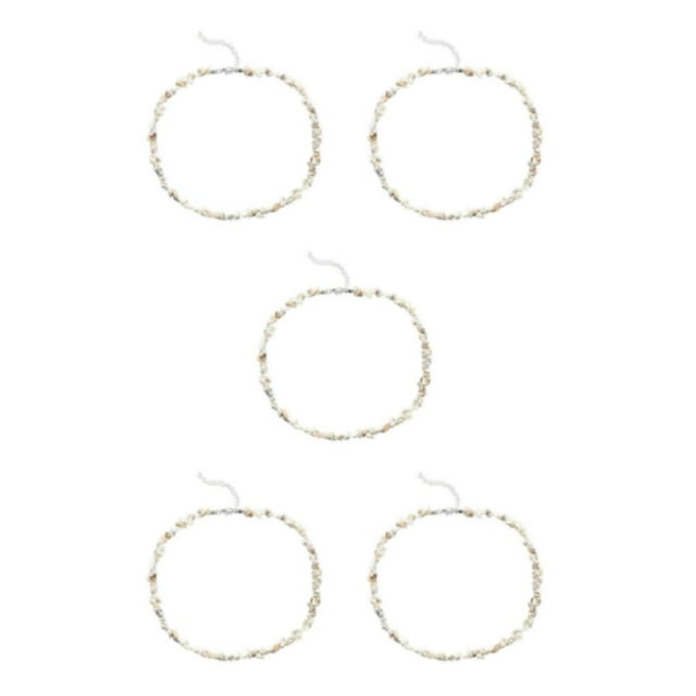 Guardoinrt Women Girls Beads Statement Necklace Fashionable And Versatile Addition white 5Set