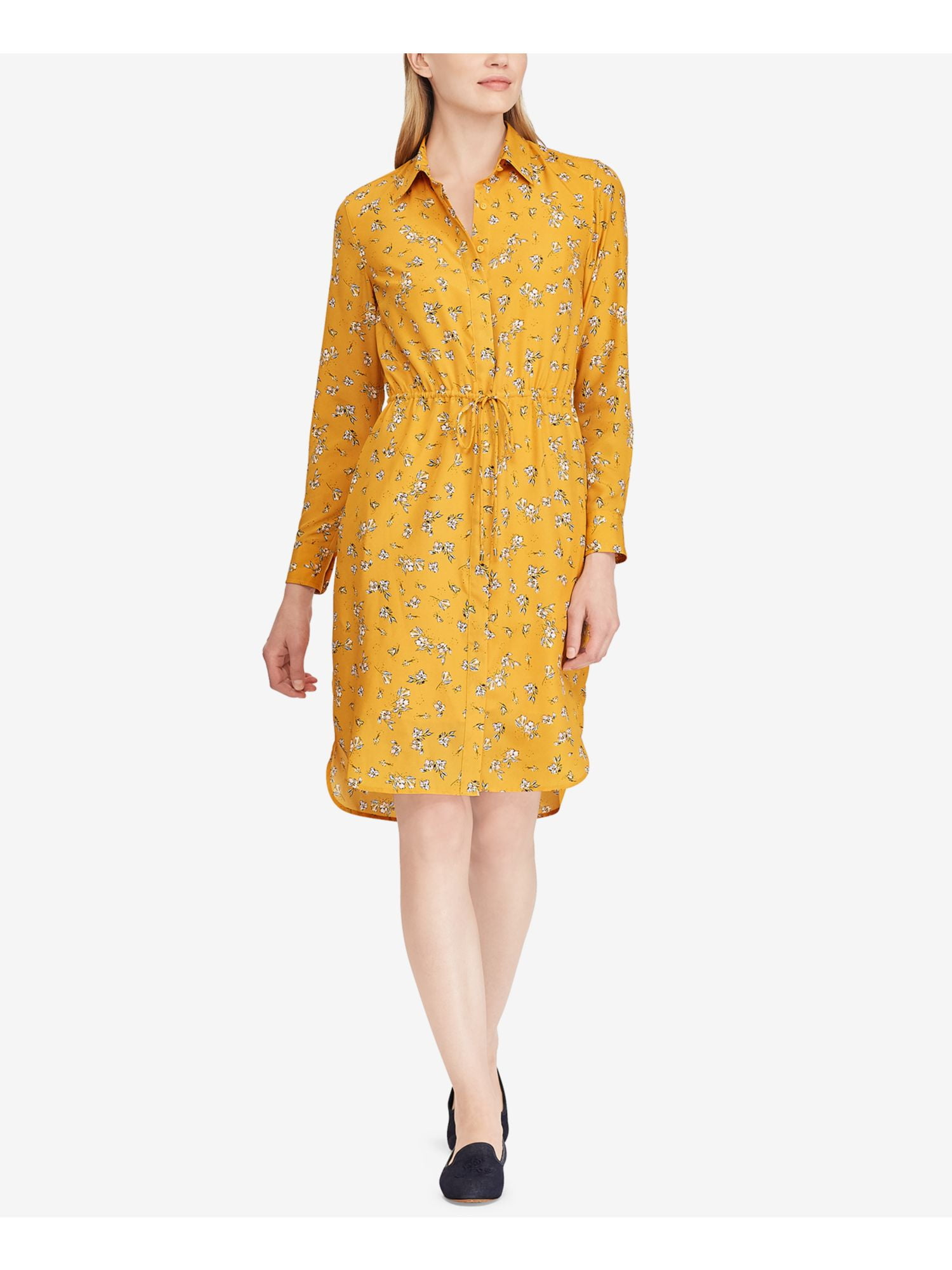 long sleeve yellow floral dress