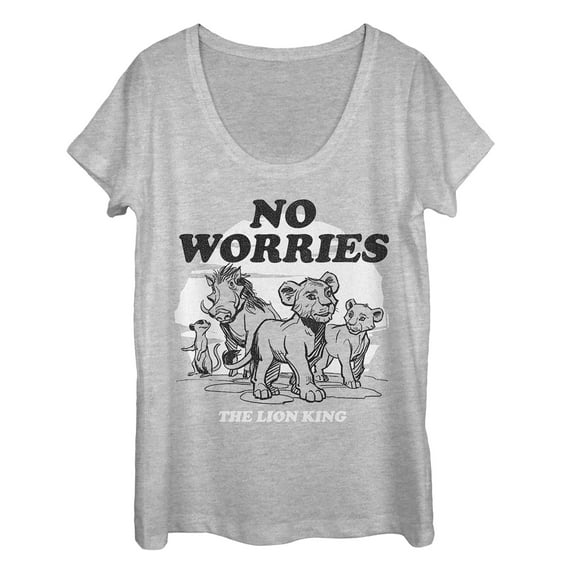 Women's Lion King No Worries Cartoon Scoop Neck Athletic Heather Large