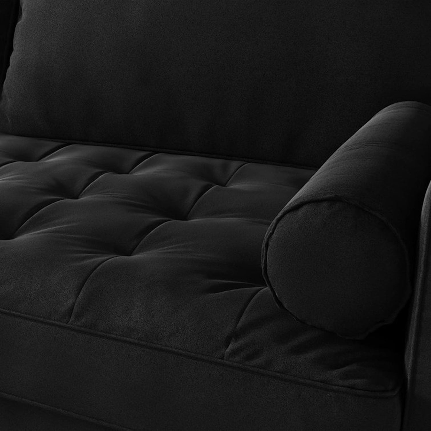 Neche Sofa for Living Room,Solid Wood Foot, 2 Seater Small Modern Loveseat Couch in a Box  - Black