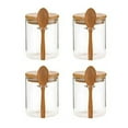 thumbnail image 1 of 4Pcs Sugar Bowl with Bamboo Lid and Spoon Clear Glass Canister Jar for Kitchen Storag, 1 of 7
