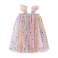 thumbnail image 2 of LYHaoo Toddler Girls Fly Sleeve Rainbow Tie Dye Dress Dance Party Dresses Clothes，Girls Dresses for School Sizes 2-3 Years Pink, 2 of 5