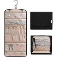 thumbnail image 1 of Travel Jewelry Organizer Foldable Jewelry Cases Jewelry Rolls Hangers with Travel Rings, Necklaces, Bracelets, Earrings, Black, 1 of 5