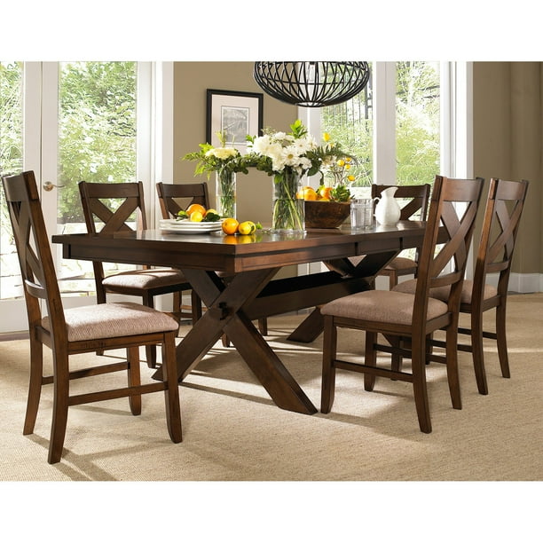 Roundhill Furniture Karven 7 Piece Wooden Dining Table Set