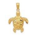 thumbnail image 1 of Pendentif Breloque Collier Tortue de Mer en Or Jaune 14k Vie Poisson, 1 of 8
