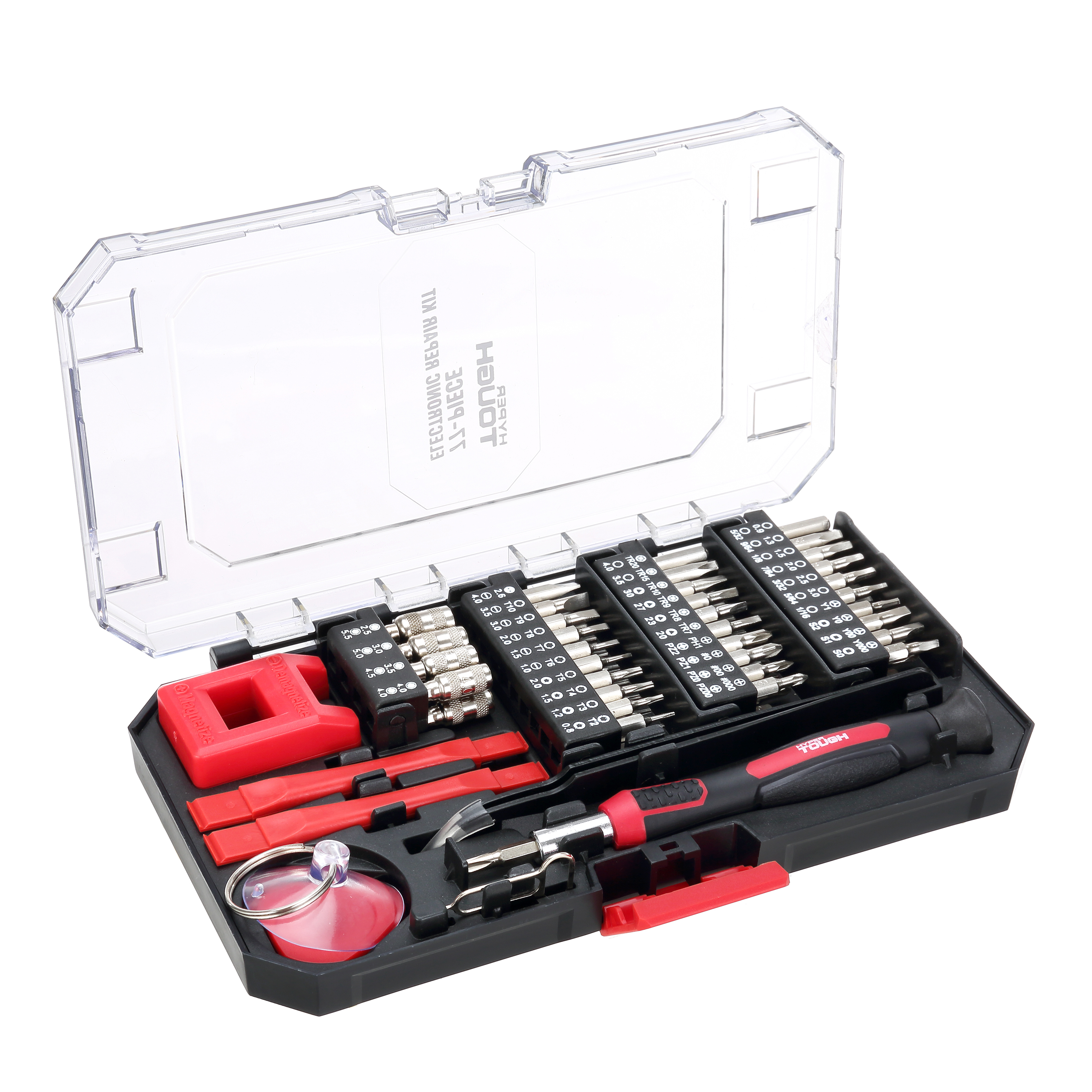 Kit de precisión Hyper Tough de 77 piezas con destornillador magnético, puntas de tamaño estándar y estuche, condición nueva 4