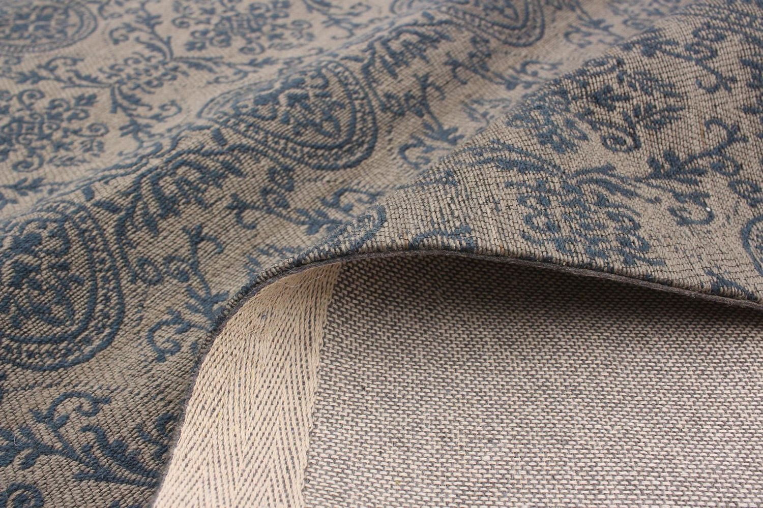 ECARPETGALLERY 4'9" x 6'9" Contemporary Collage Handmade Area Rug for Living Room, Dining Room and Bedroom in Blue